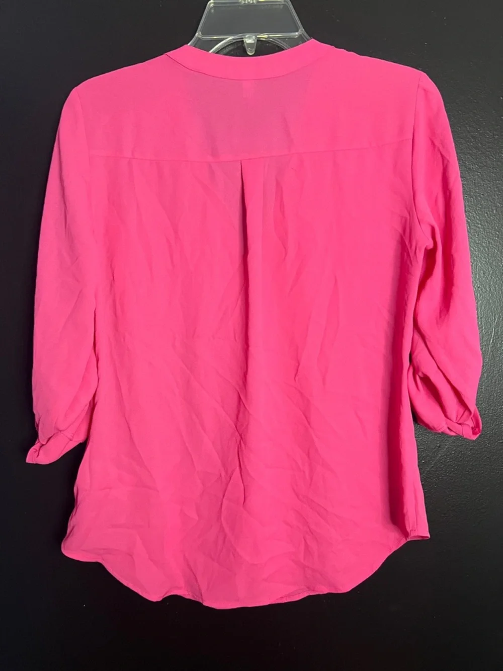 EXPRESS Berry Pink Zip Button-Down Shirt - Picture 3 of 3